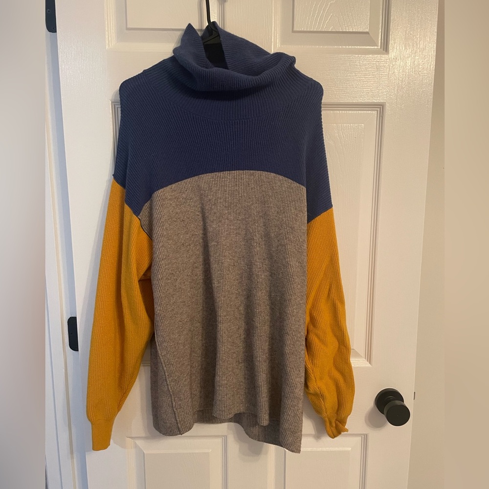 Free People Color block Turtleneck